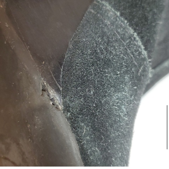 TORY BURCH Black Suede Wedge Booties w Gold Hardware - Picture 11 of 12